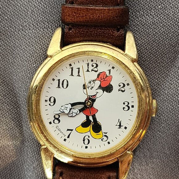 Disney Japan Mvmt Water Resistant SS Back Minnie Mouse 2-Tone Leather Band Watch - Picture 3 of 16